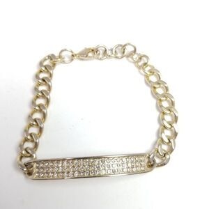 Vintage Rhinestone Pannel and Gold Tone Chain Bracelet, Sparkle Estate